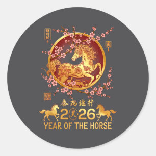 Adesivo Ano Lunar do Cavalo Zodíaco Feliz Ano Novo Chinês