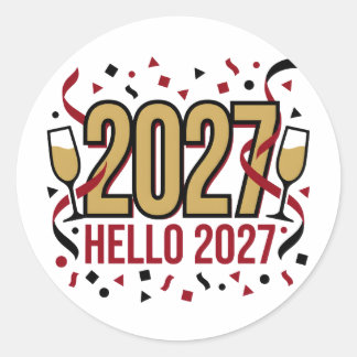 Adesivo Ano Novo 2027 Olá Confetes