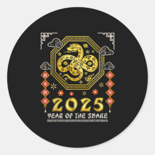 Adesivo Ano Novo Chinês 2025 Cobra de Madeira Lucky Zodiac