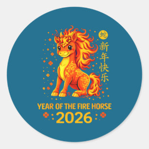 Adesivo Ano Novo Chinês 2026 Ano do Cavalo de Fogo 