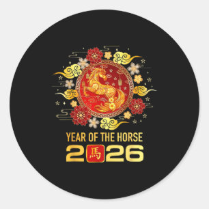 Adesivo Ano Novo Chinês 2026 Ano do Cavalo Feliz Ano Novo
