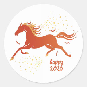 Adesivo Ano Novo Chinês 2026 Cavalo Tinta Ano Novo