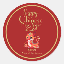 Adesivo Ano novo chinês, ano do dragão, vermelho e ouro