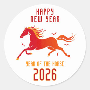 Adesivo Ano Novo Chinês Cavalo Moderno 2026