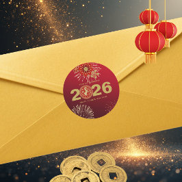 Adesivo Ano Novo Chinês do Cavalo Dourado Vermelho