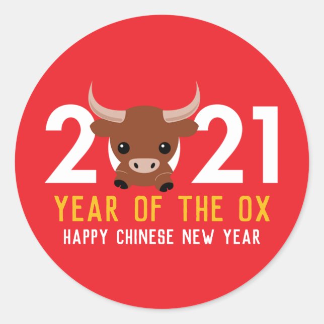 Adesivo Ano Novo Chinês do Ox 2021 (Frente)