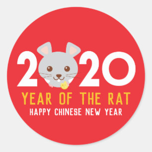 Adesivo Ano Novo Chinês do Rat 2020
