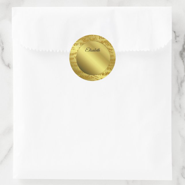 Adesivo ano novo feliz dourado (Bolsa)