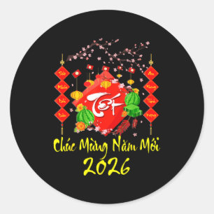 Adesivo Ano Novo Lunar Vietnamita 2026 Tet Viet Chuc Mung