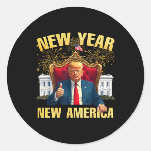 Adesivo Ano Novo Partido Feliz ano novo Americano 2025 Tru