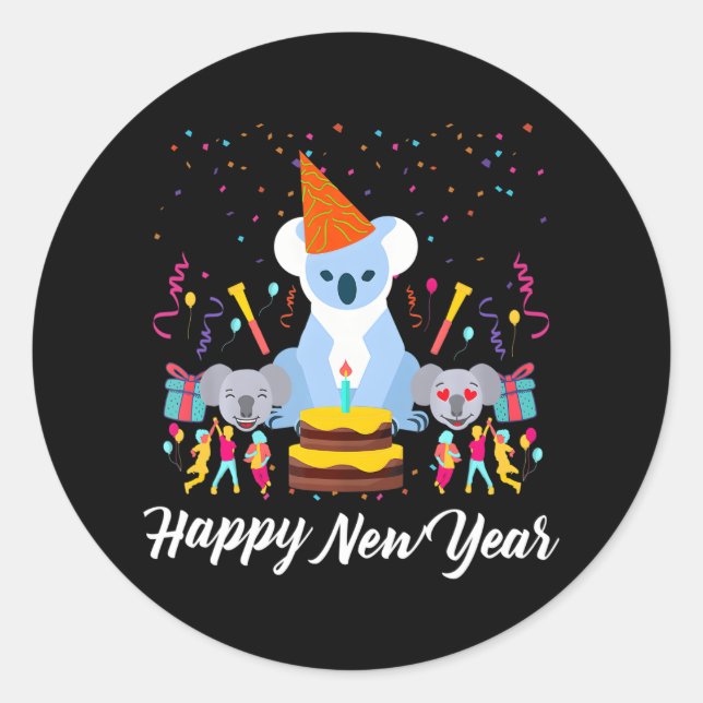 Adesivo Anos novos do bear Koala feliz ano novo (Frente)