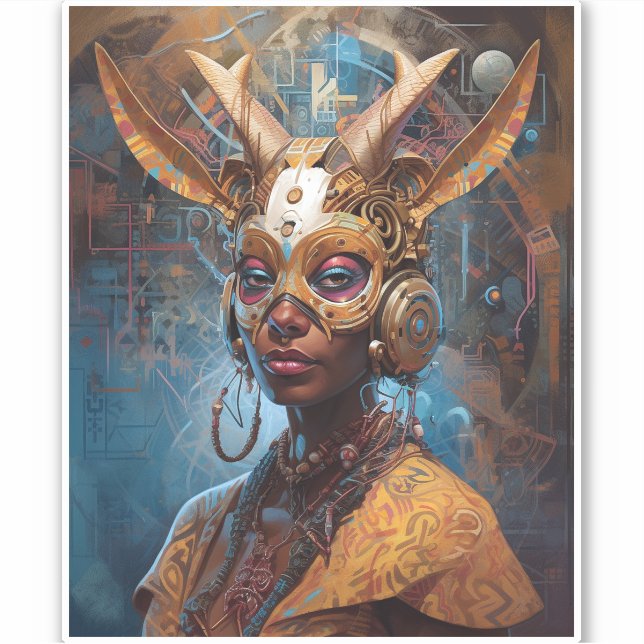 Adesivo Antelope Headdress Science Fiction Cyberpunk (Frente)