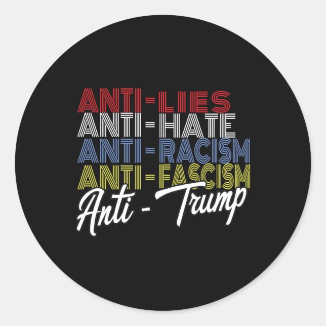 Adesivo Anti-Trump Hate Lies E Fascismo Resistiam À Votaçã (Frente)