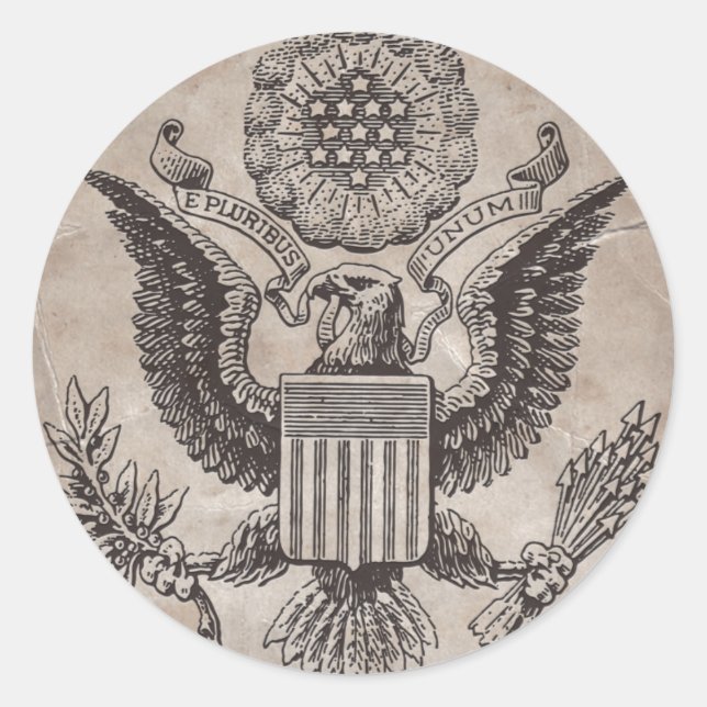 Adesivo Antiga Casaco de armas americana fascinada (Frente)