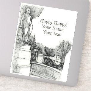 Adesivo Antiga fonte no parque com escultura de menino