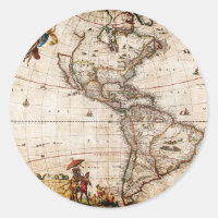 Antigo mapa antigo da América do Norte e do Sul