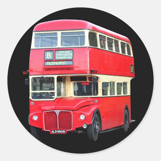 Adesivo Antigo ônibus de Londres vermelho de cerca de 1950 (Frente)