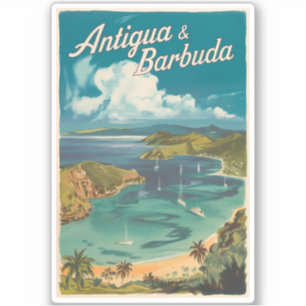 Adesivo Antígua e Barbuda Painterly Viagem Art Vintage