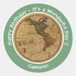 Adesivo Antiguamente 1786 Partido Tema do Mapa do Hemisfér