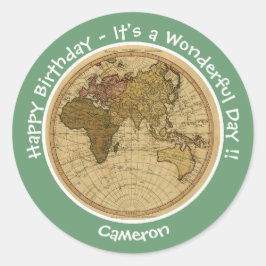 Adesivo Antiguidade 1786 - Partido Tema do Mapa do Hemisfé