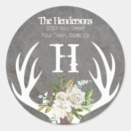 Adesivo Antílope Floral Rústico Boho Monograma Endereço de