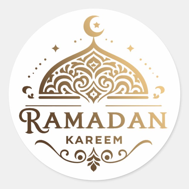 Adesivo Antique Faux Dourada Ramadan Kareem Mubarak (Frente)