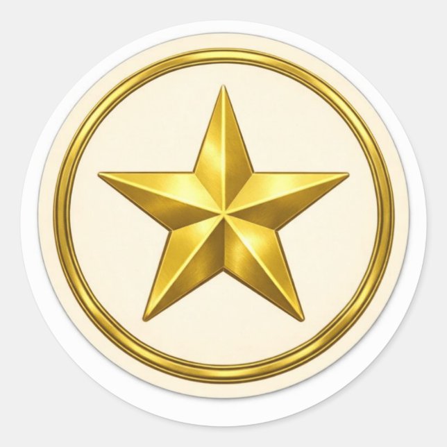 Adesivo Antique Gold Star   Round  Envelope Seal (Frente)