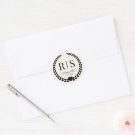 Adesivo Antique Ivory Wedding Monogram Initials