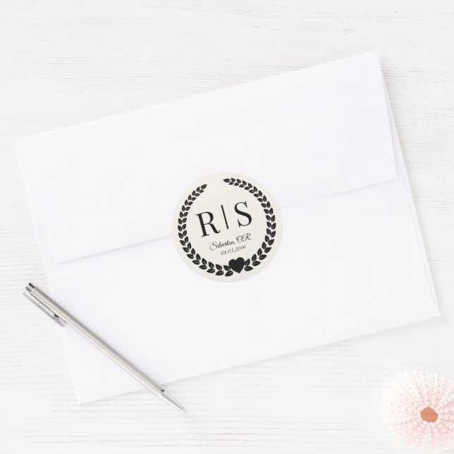 Adesivo Antique Ivory Wedding Monogram Initials (Envelope)