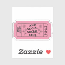 Antisocial Social Club Admit One Ticket Sticker