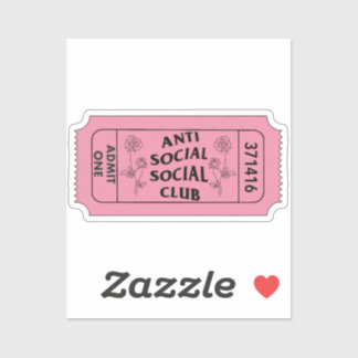 Adesivo Antisocial Social Club Admit One Ticket Sticker