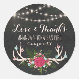 Adesivo Antlers da rosa vermelha - amor rústico &