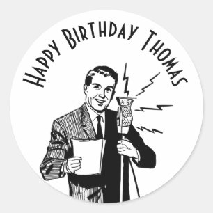 Adesivo Anunciante da Rádio Vintage Birthday