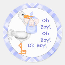 Adesivo Anúncio de Bebê de Stork & Triplet Boys