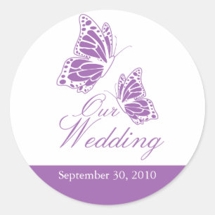 Adesivo Anúncio de casamento de borboleta violeta simples