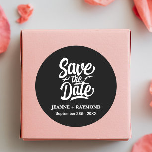 Adesivo Anúncio de Casamento Moderno Salve a Data Preto