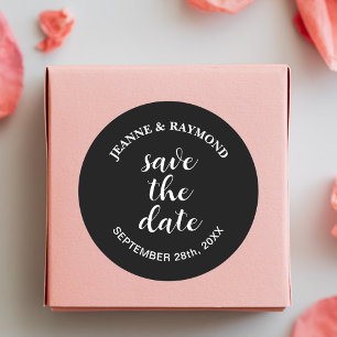 Adesivo Anúncio de casamento romântico Preto Salve a data