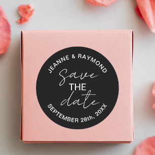 Adesivo Anúncio de casamento Save the date Preto editável