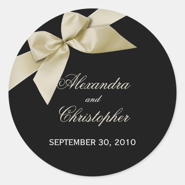 Adesivo Anúncio de Convite para Casamento Cream Ribbon (Frente)