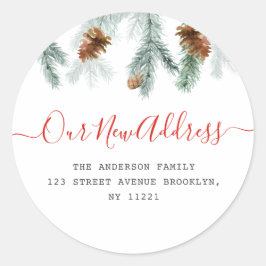 Adesivo Anúncio de mudança de feriado de script vermelho