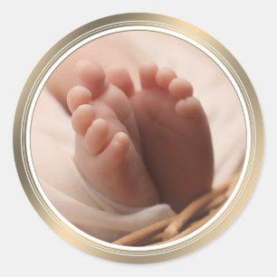 Adesivo Anúncio de Nascimento Bebê pés minúsculos Selo Dou