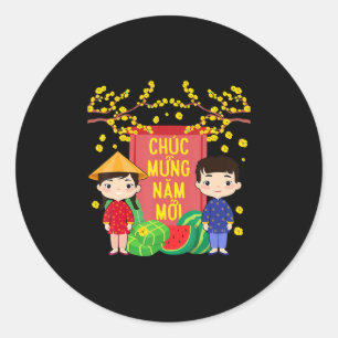 Adesivo Ao Dai Kids Chuc Mung Nam Moi Vietnamita Ano Novo