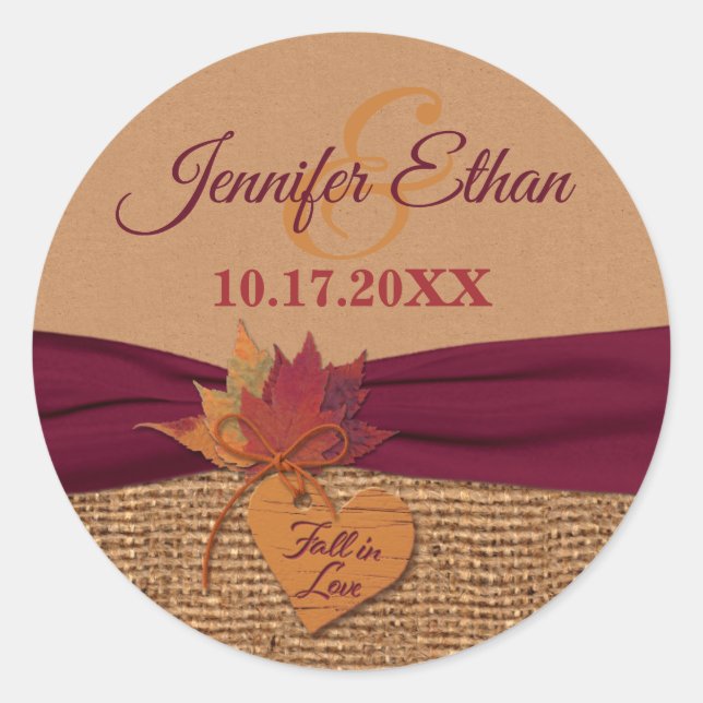 Adesivo Apaixonado, Autumn Leaves, Casamento Burlap (Frente)