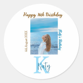 Adesivo Apelido de 16 anos, feliz, castanho-aqua