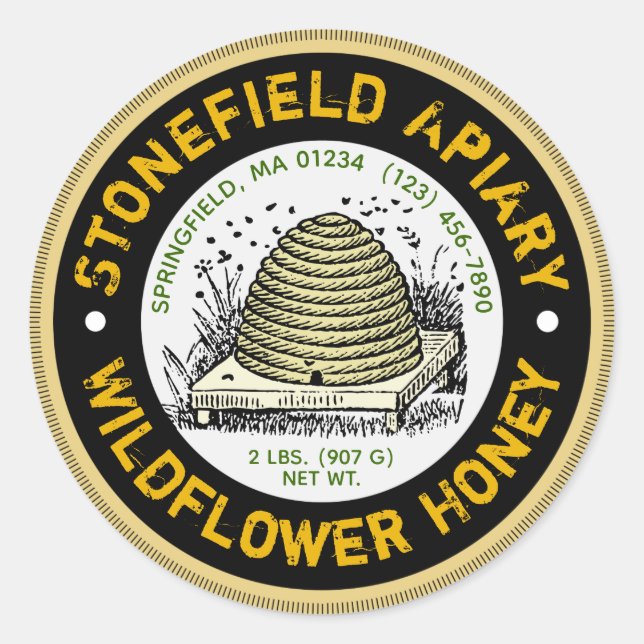 Adesivo Apelido de colmeia Clara-âmbar (Frente)