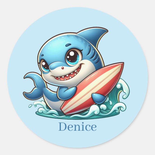 Adesivo Apelido de tubarão surfador legal Classic Round St (Frente)