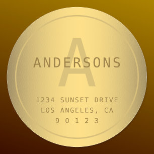 Adesivo Apelido Dourado Faux Monograma & Endereço de devo