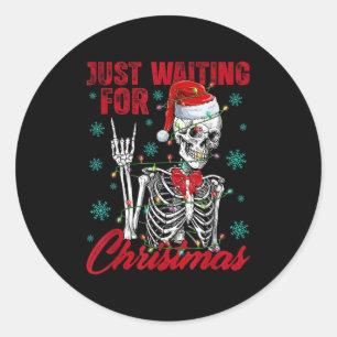 Adesivo Apenas Esperando Pelo Esqueleto de Natal Sinal de