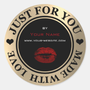 Adesivo Apenas Para Você Feita Com Amor, Blac Dourado Da W