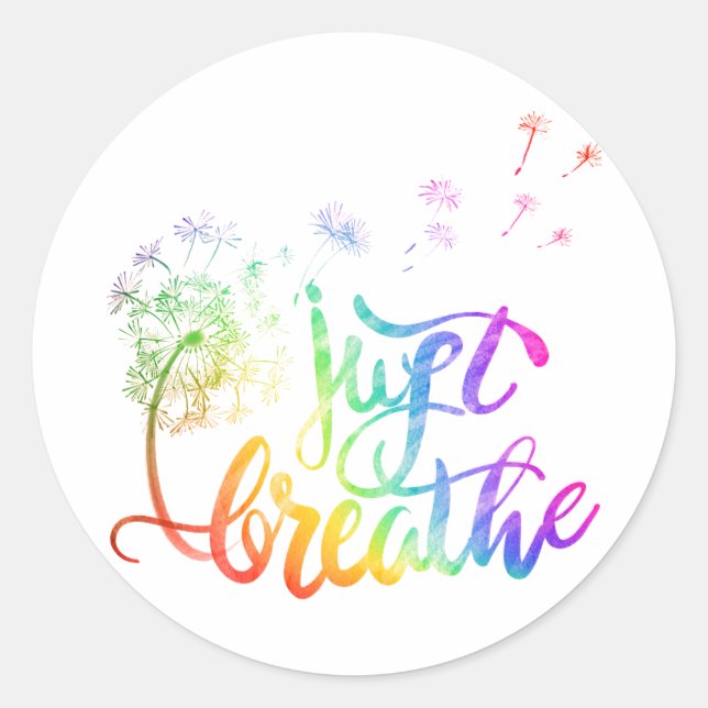 Adesivo Apenas respire | sopro de dandelion no vento (Frente)